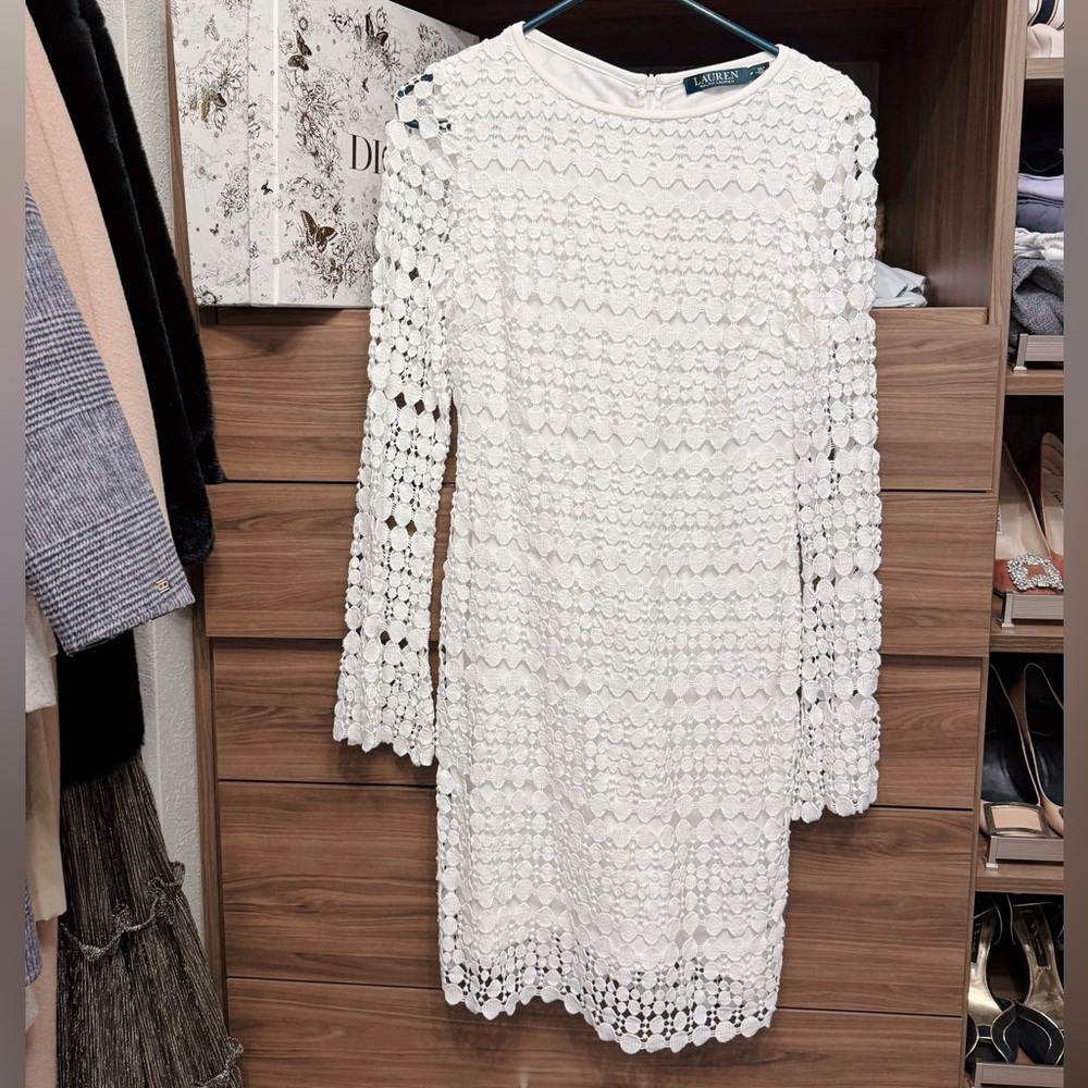 Ralph Lauren Elegant White Lace Dress 4